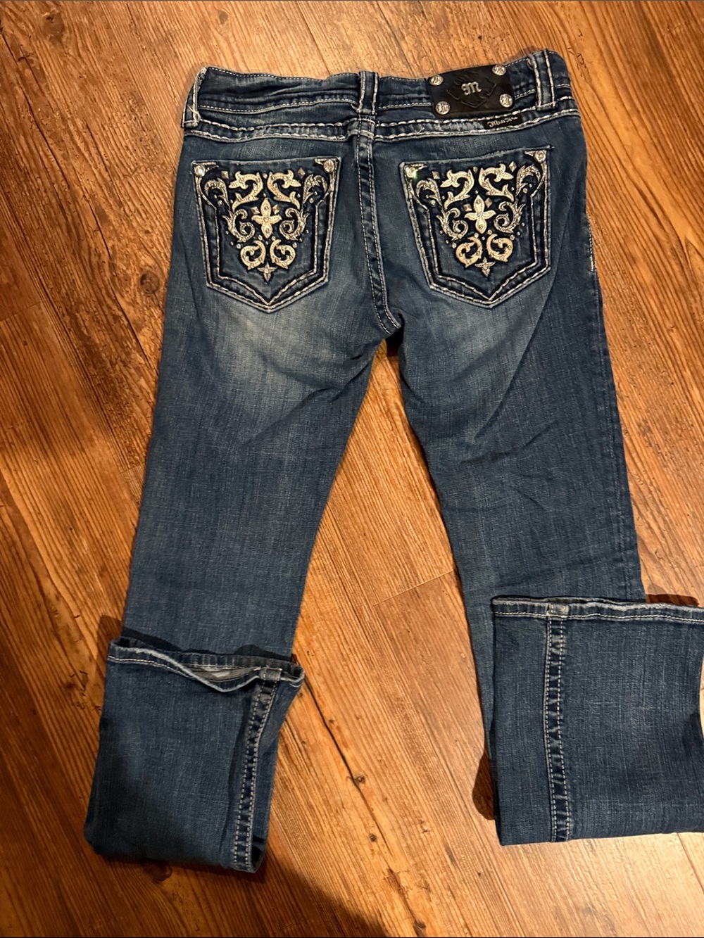 Miss Me Blue Boot Cut Jeans with Embroidered Back Pockets
